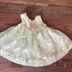 Bonnie Baby Light Green Dress with Pink Floral Details